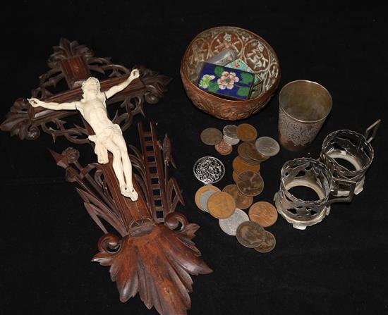 Crucifix, cloisonne etc.